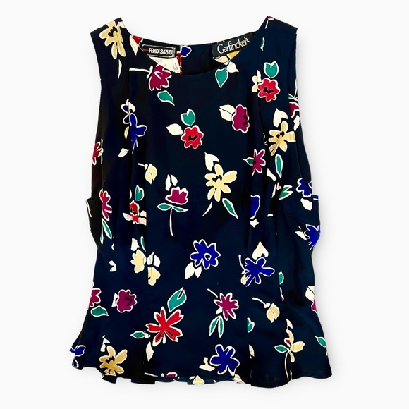 Fendi Tops - Vintage Fendi 365 Roma by Contir Silk Sleeveless Floral Blouse Sz M
